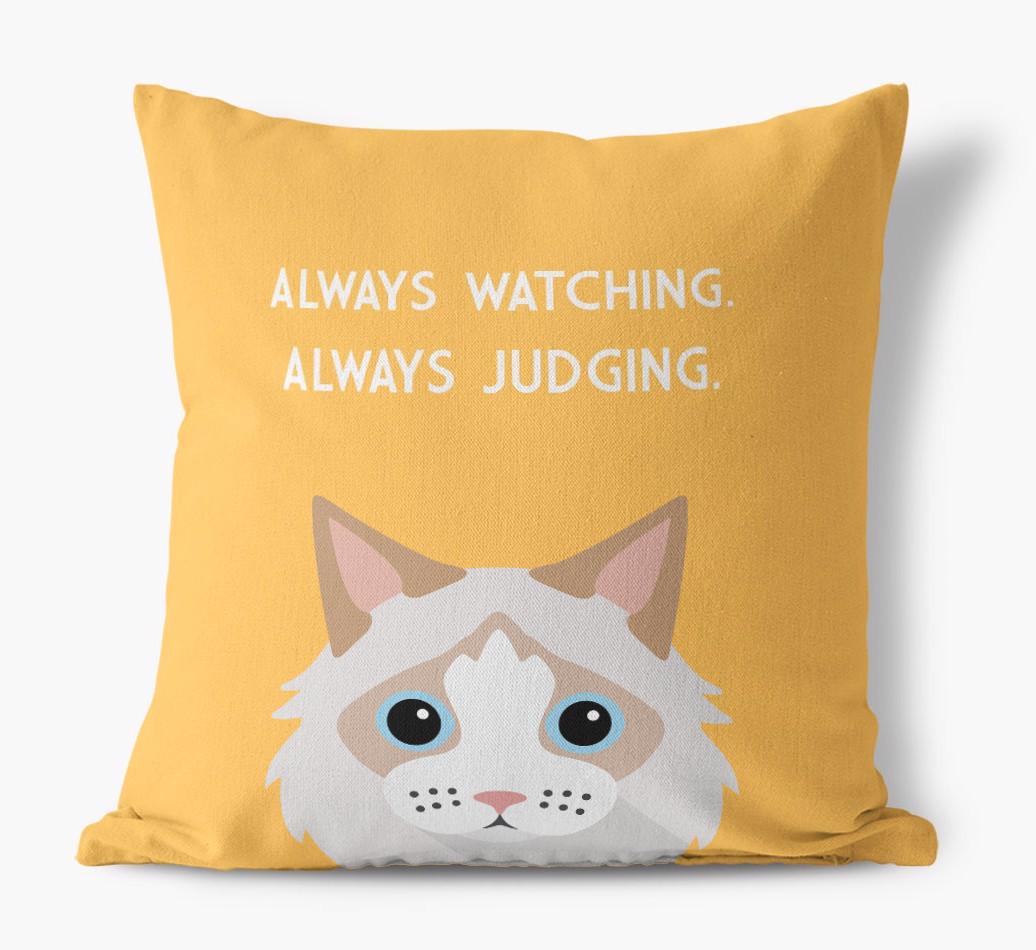 Always Watching: Personalized {breedCommonName} Canvas Pillow