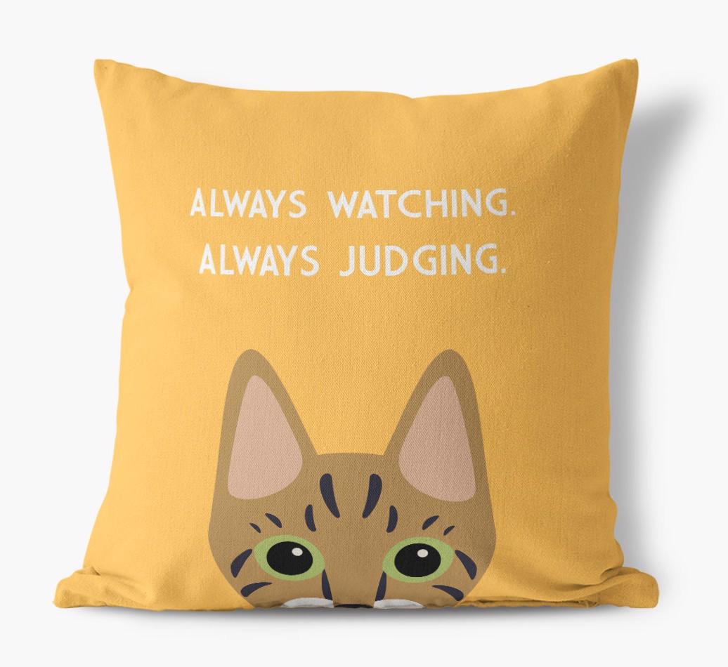 Always Watching: Personalized {breedCommonName} Canvas Pillow