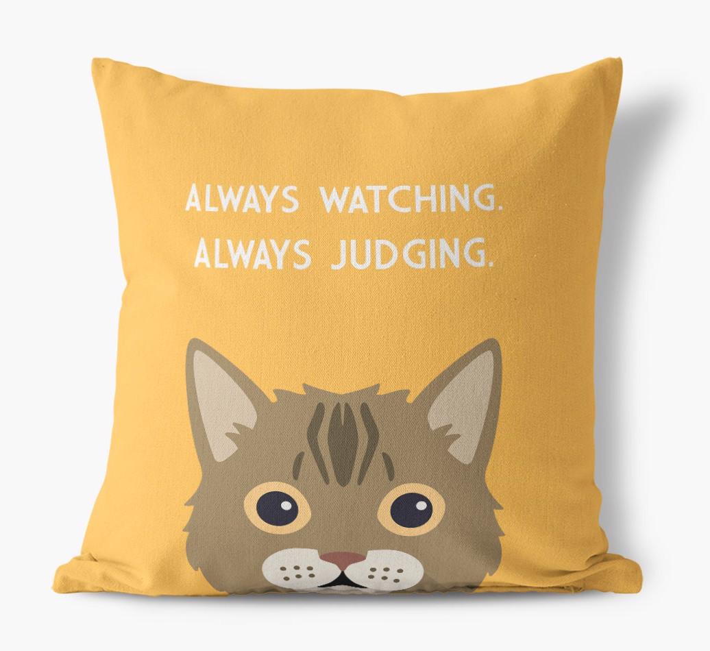 Always Watching: Personalized {breedCommonName} Canvas Pillow