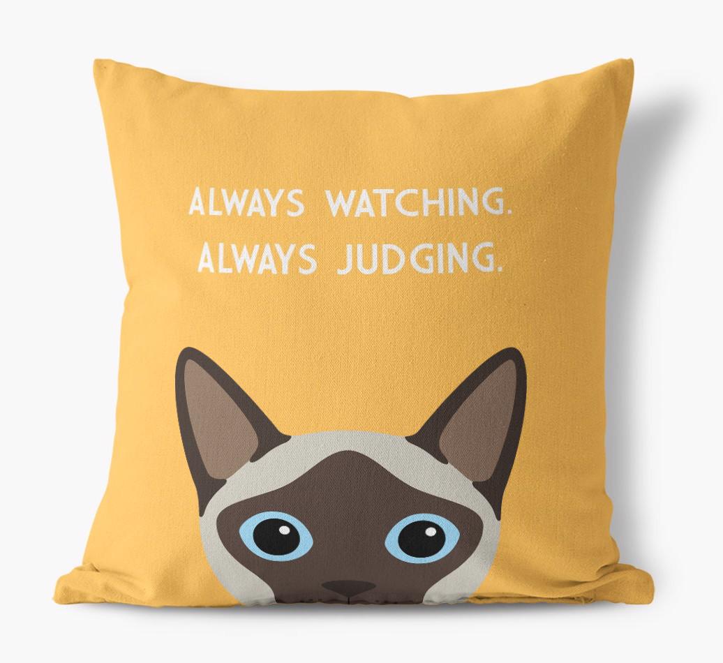 Always Watching: Personalized {breedCommonName} Canvas Pillow