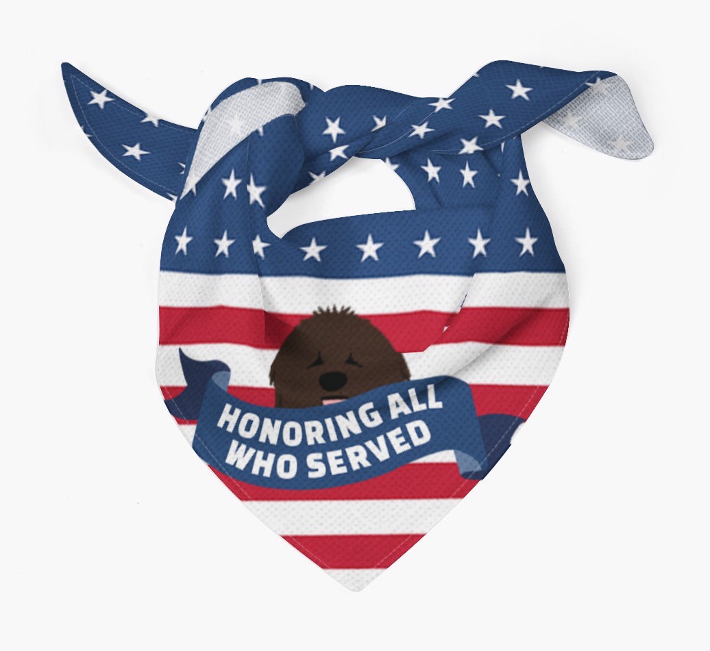 'Honoring All Who Served' - Personalized {breedFullName} Veteran's Day Bandana