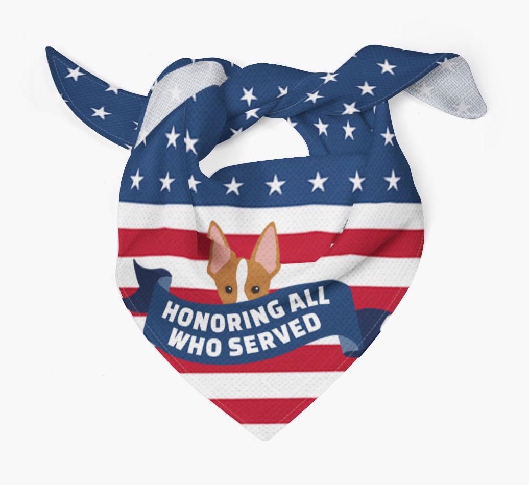 'Honoring All Who Served' - Personalized {breedFullName} Veteran's Day Bandana