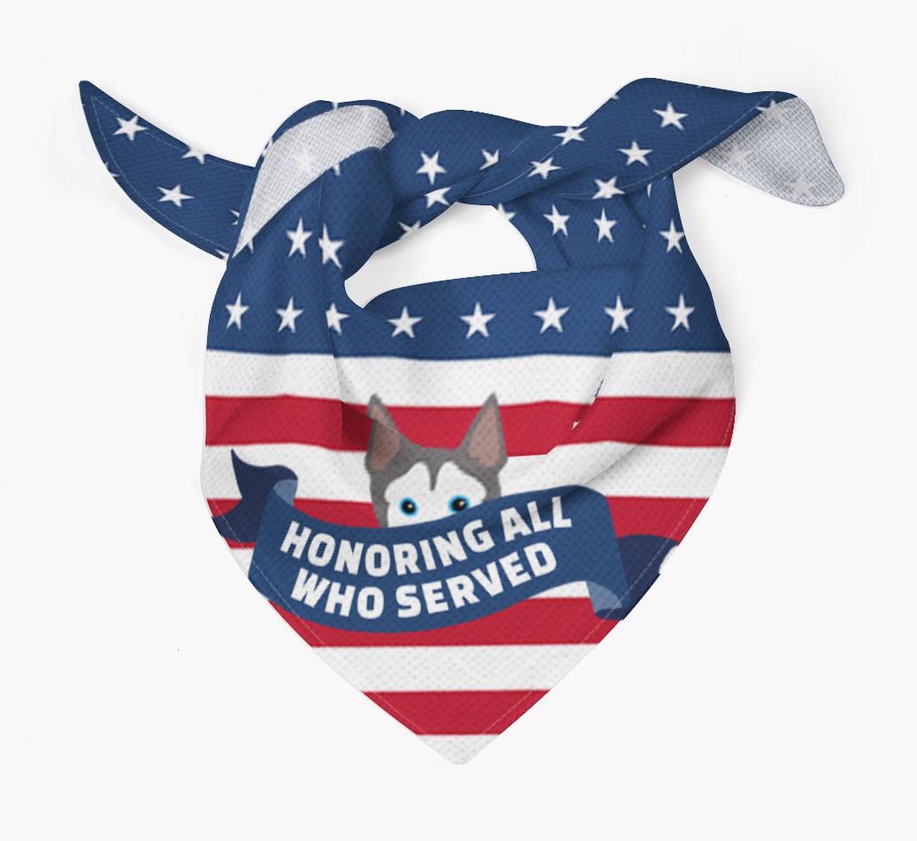 'Honoring All Who Served' - Personalized {breedFullName} Veteran's Day Bandana
