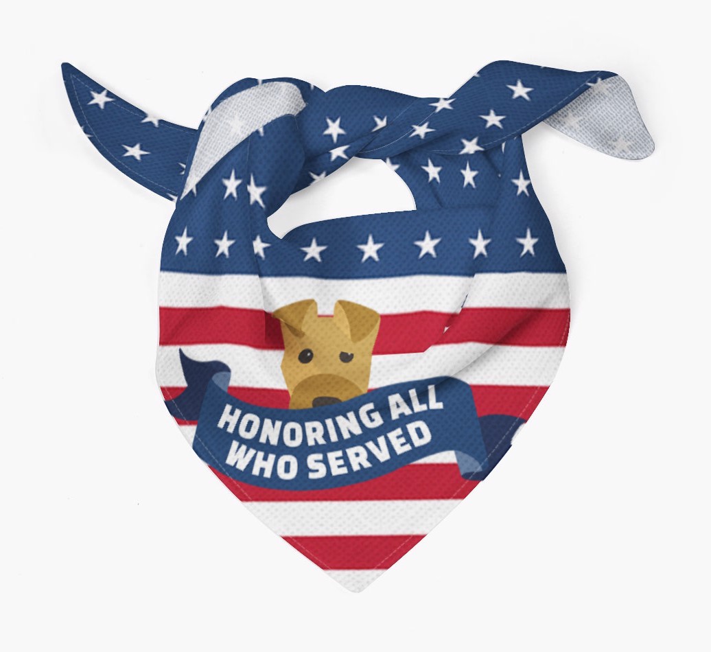 'Honoring All Who Served' - Personalized {breedFullName} Veteran's Day Bandana