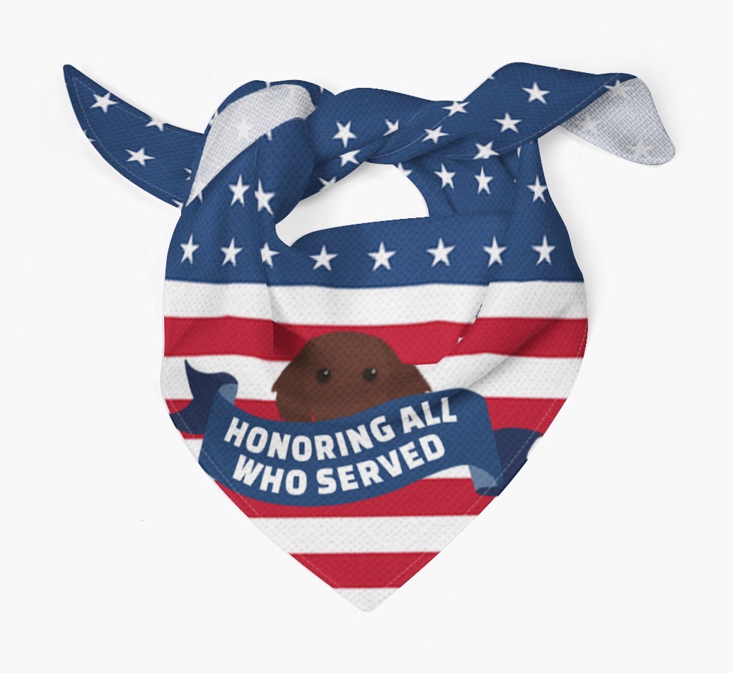 'Honoring All Who Served' - Personalized {breedFullName} Veteran's Day Bandana