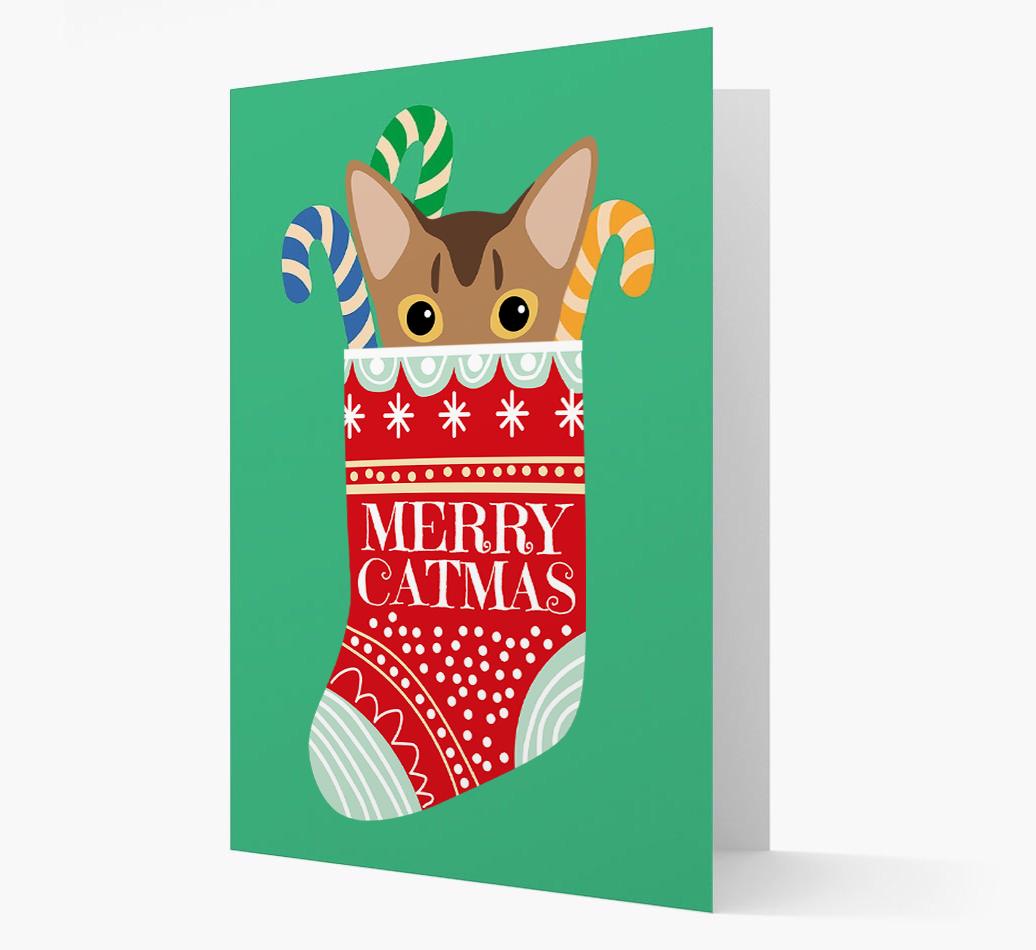 'Merry Catmas' Stocking -  Personalised Christmas Card with {breedFullName} Icon