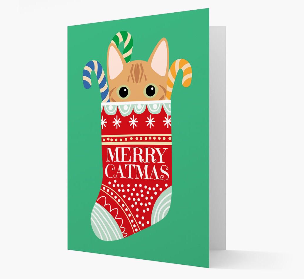 'Merry Catmas' Stocking -  Personalised Christmas Card with {breedFullName} Icon