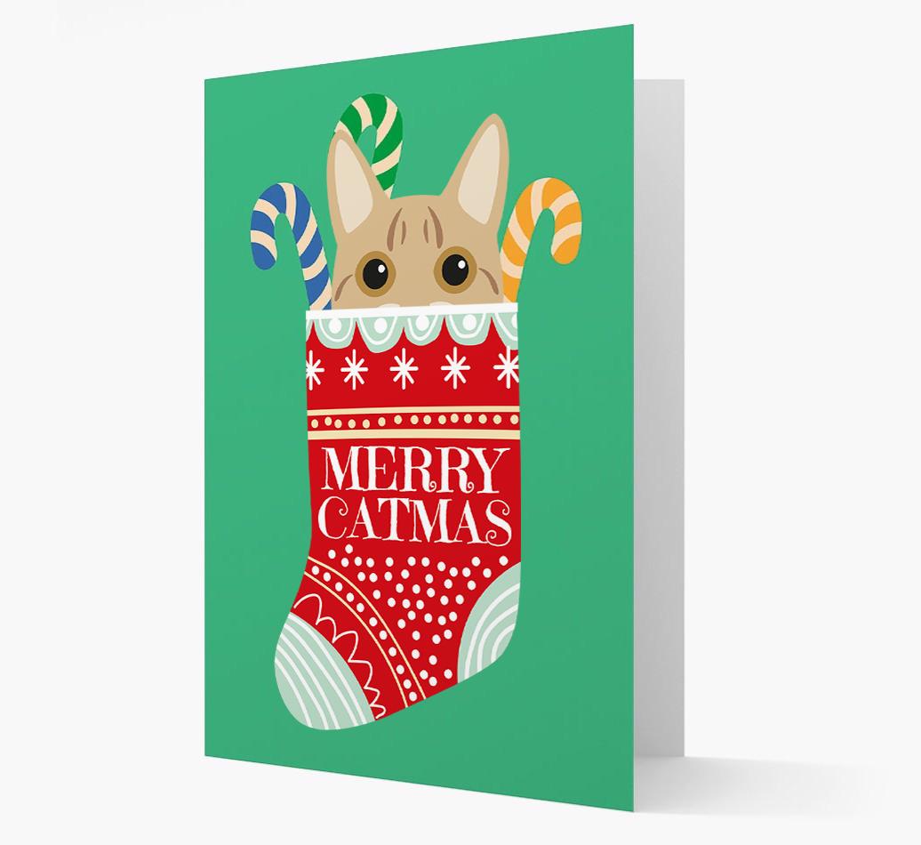 'Merry Catmas' Stocking -  Personalised Christmas Card with {breedFullName} Icon