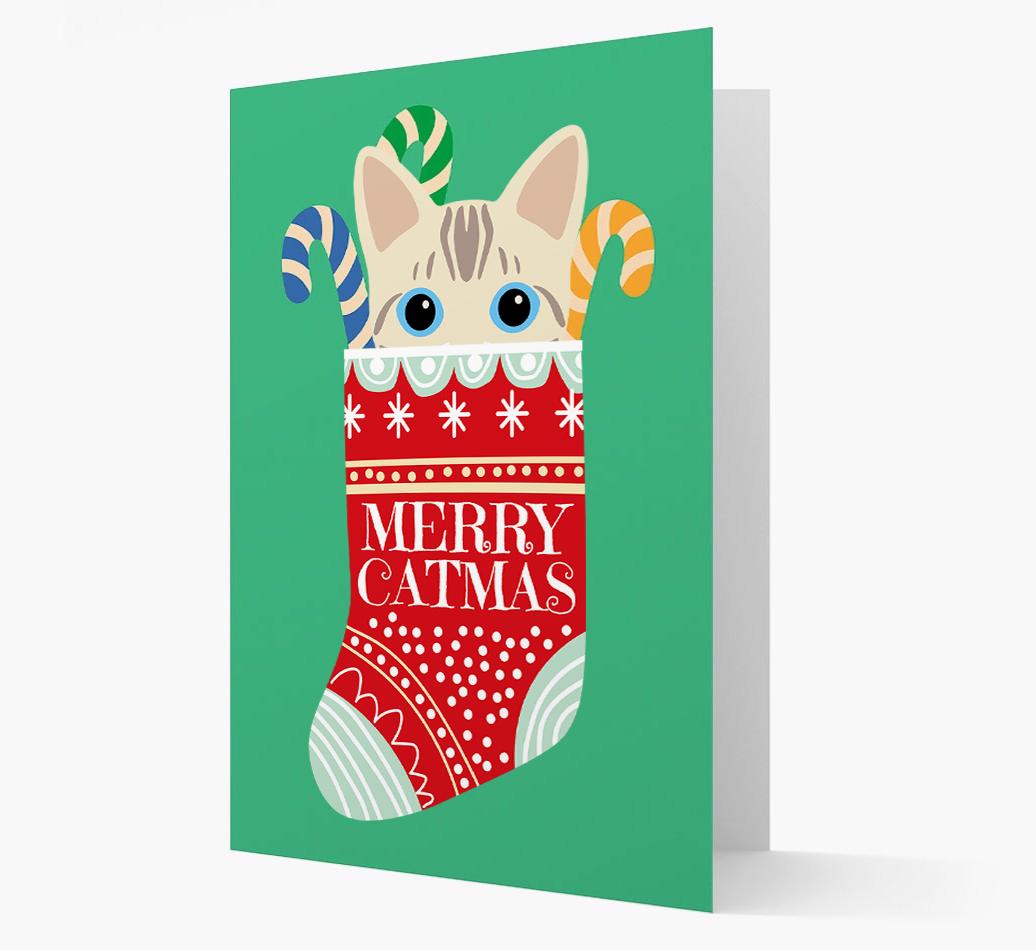 'Merry Catmas' Stocking -  Personalised Christmas Card with {breedFullName} Icon