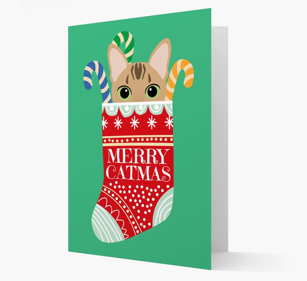 'Merry Catmas' Stocking -  Personalised Christmas Card with {breedFullName} Icon