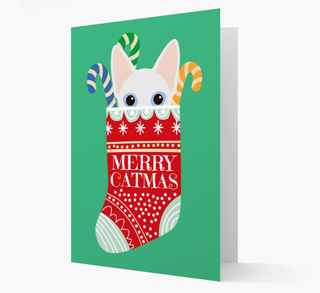 'Merry Catmas' Stocking -  Personalised Christmas Card with {breedFullName} Icon