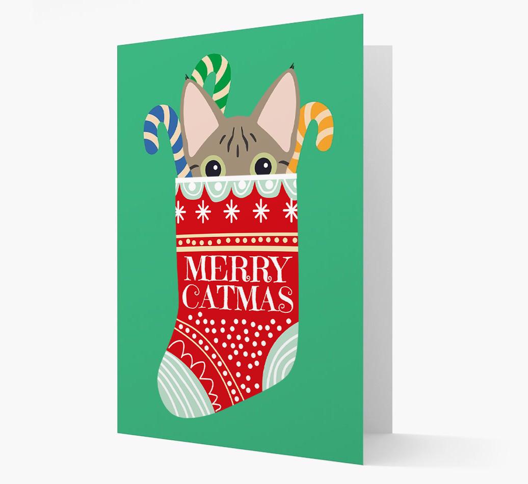 'Merry Catmas' Stocking -  Personalised Christmas Card with {breedFullName} Icon