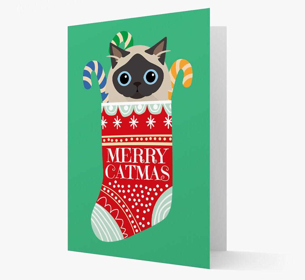 'Merry Catmas' Stocking -  Personalised Christmas Card with {breedFullName} Icon