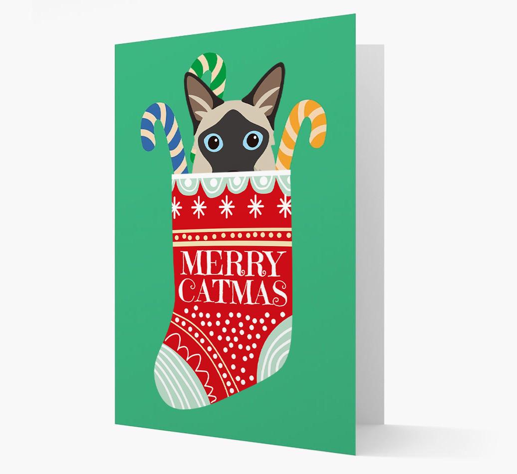 'Merry Catmas' Stocking -  Personalised Christmas Card with {breedFullName} Icon