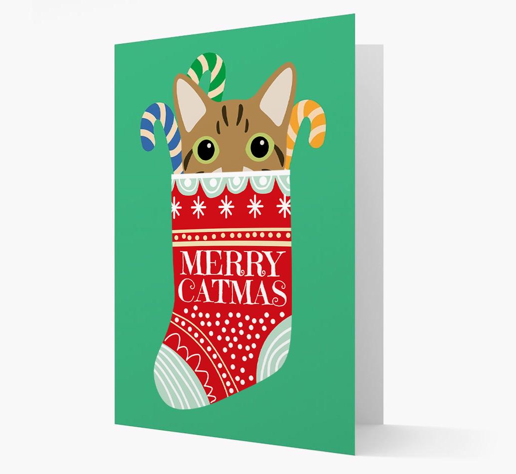'Merry Catmas' Stocking -  Personalised Christmas Card with {breedFullName} Icon