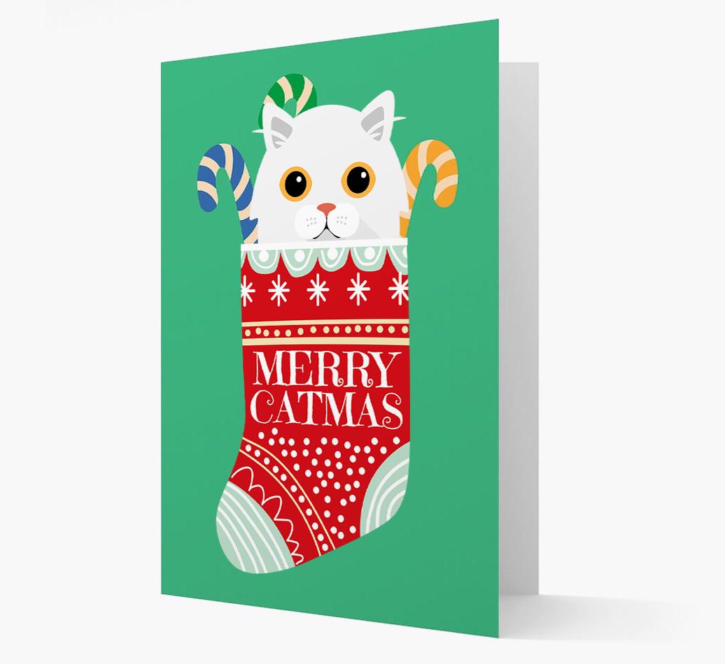 'Merry Catmas' Stocking -  Personalised Christmas Card with {breedFullName} Icon