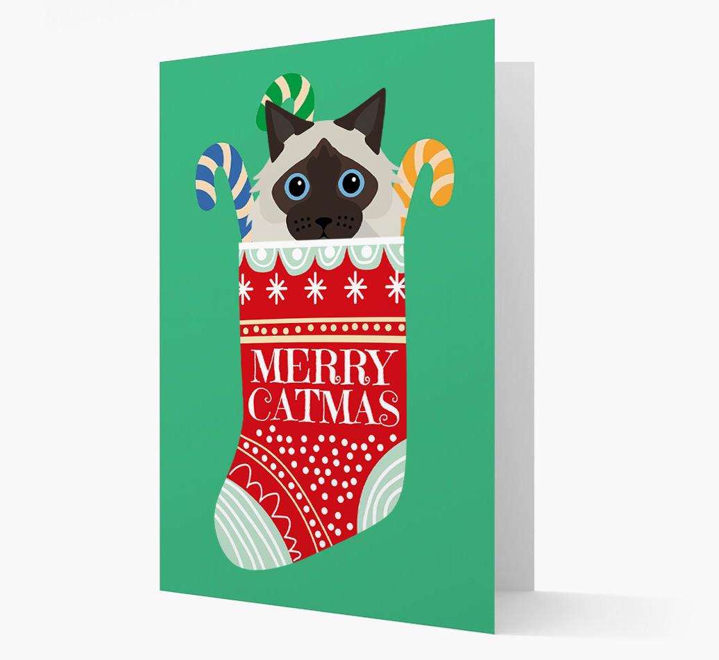 'Merry Catmas' Stocking -  Personalised Christmas Card with {breedFullName} Icon