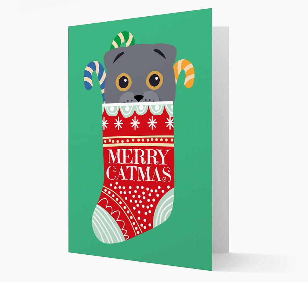'Merry Catmas' Stocking -  Personalised Christmas Card with {breedFullName} Icon