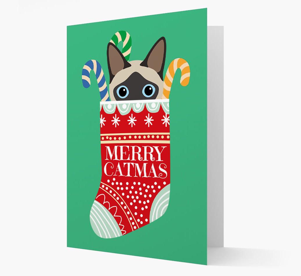 'Merry Catmas' Stocking -  Personalised Christmas Card with {breedFullName} Icon