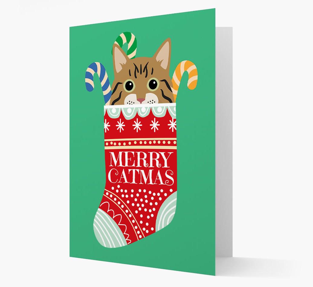 'Merry Catmas' Stocking -  Personalised Christmas Card with {breedFullName} Icon