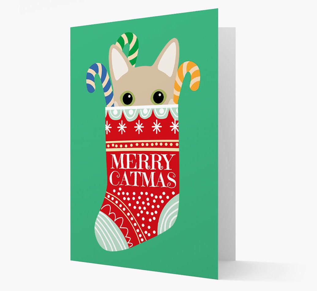 'Merry Catmas' Stocking -  Personalised Christmas Card with {breedFullName} Icon
