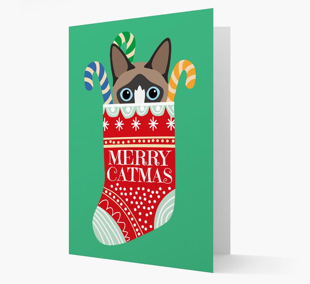 'Merry Catmas' Stocking -  Personalised Christmas Card with {breedFullName} Icon