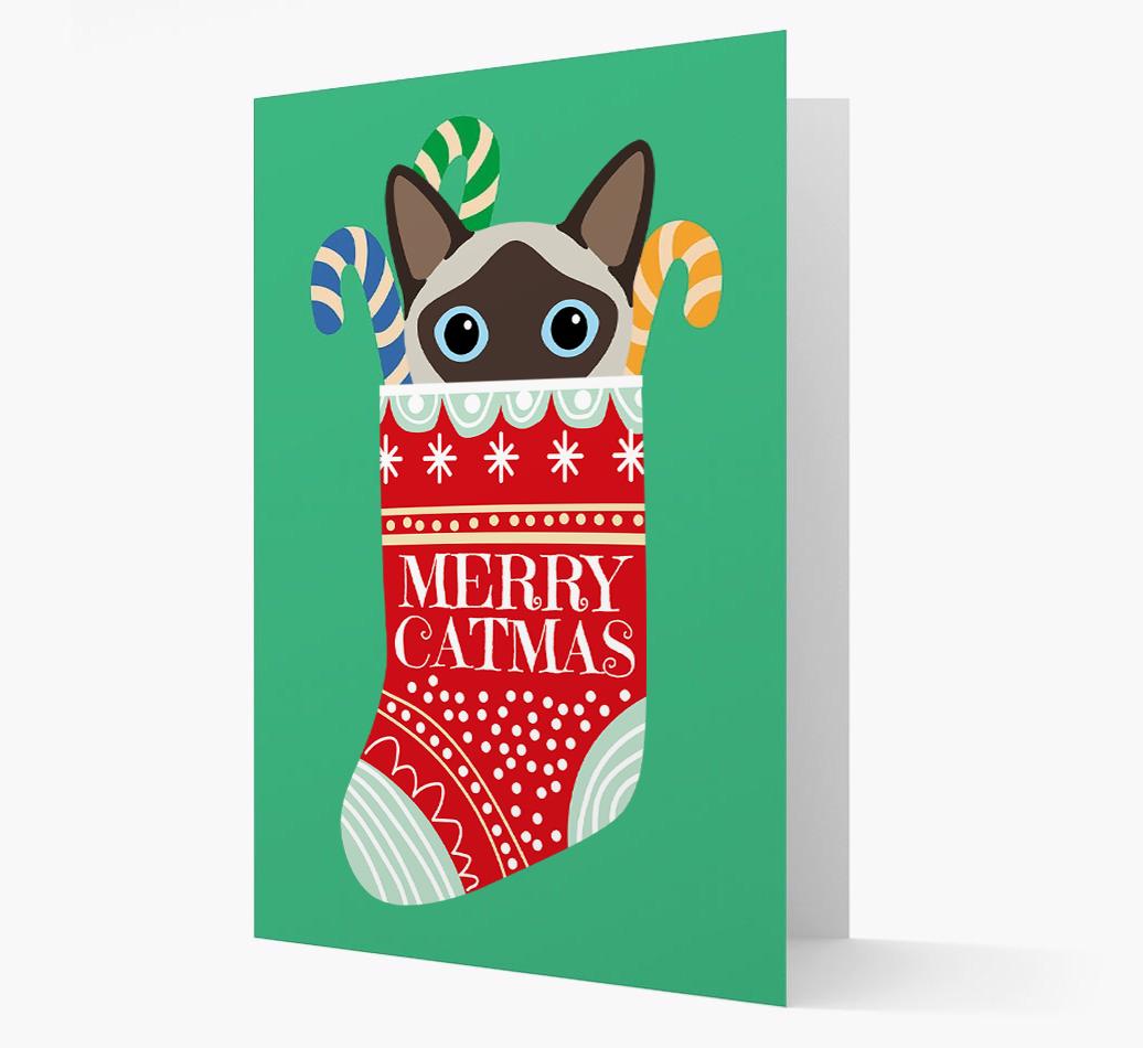 'Merry Catmas' Stocking -  Personalised Christmas Card with {breedFullName} Icon