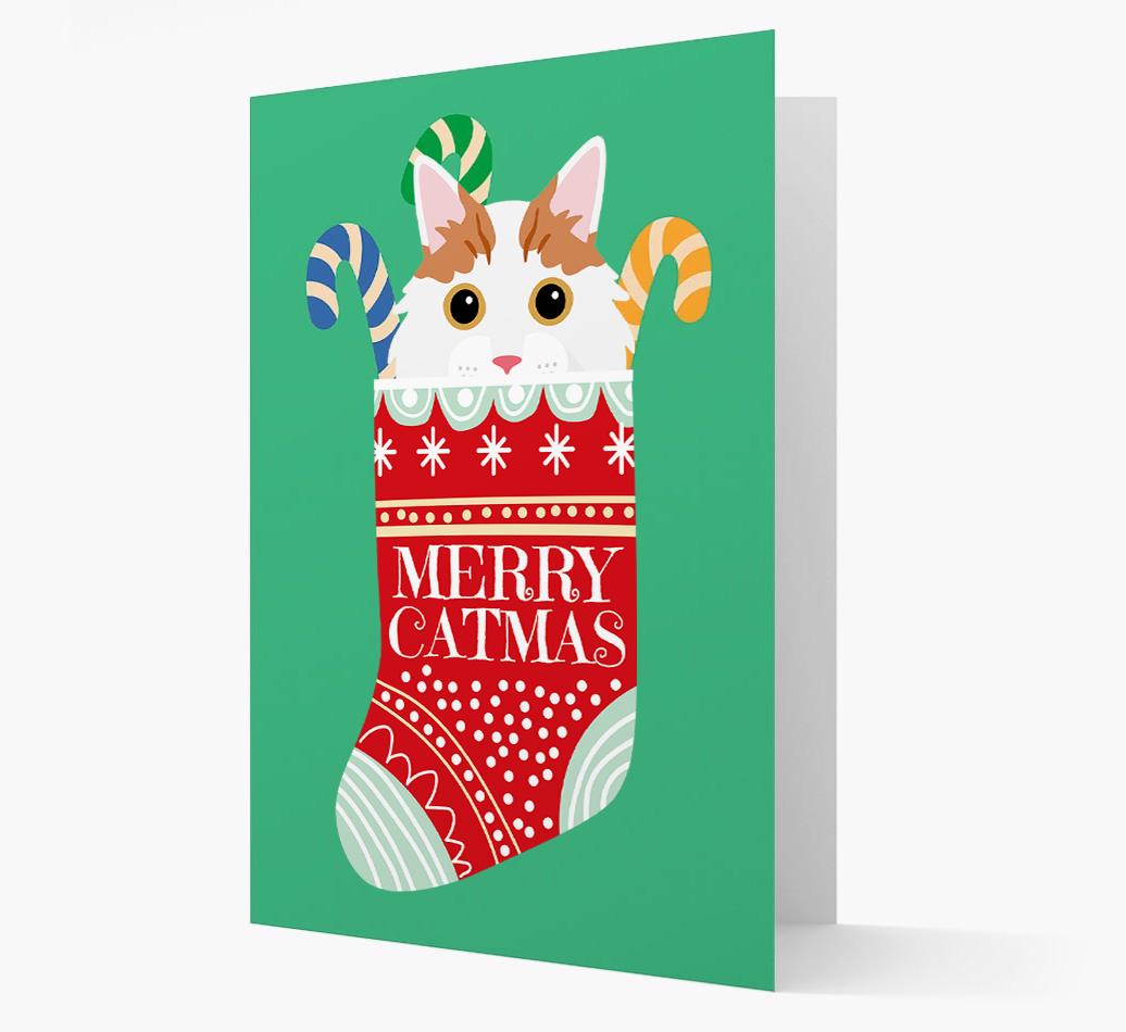 'Merry Catmas' Stocking -  Personalised Christmas Card with {breedFullName} Icon