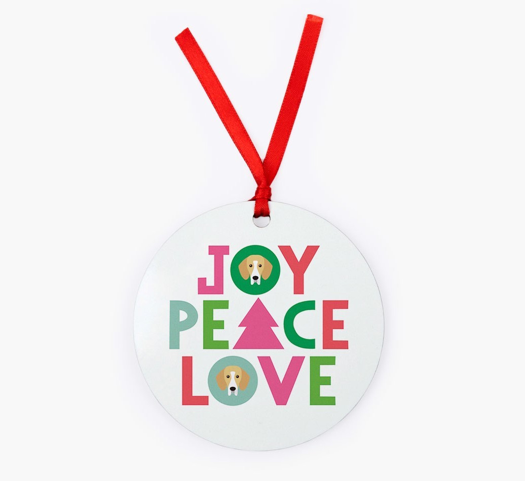 'Joy Peace Love' - {breedFullName} Christmas Decoration