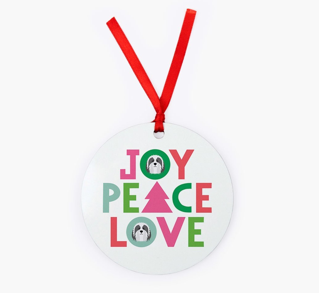 'Joy Peace Love' - {breedFullName} Christmas Decoration