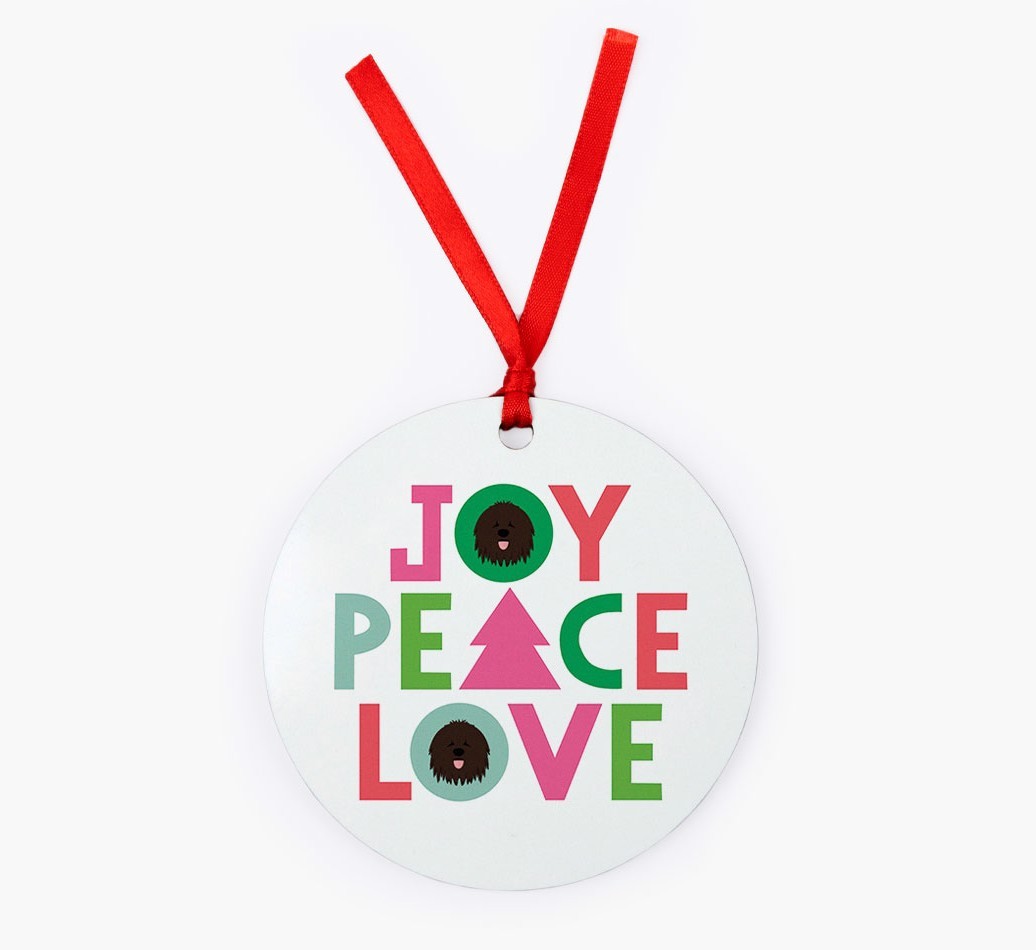 'Joy Peace Love' - {breedFullName} Christmas Decoration
