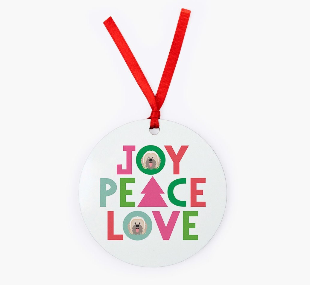 'Joy Peace Love' - {breedFullName} Christmas Decoration