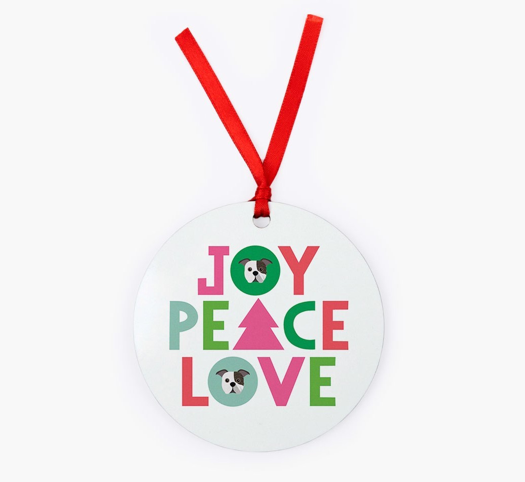 'Joy Peace Love' - {breedFullName} Christmas Decoration