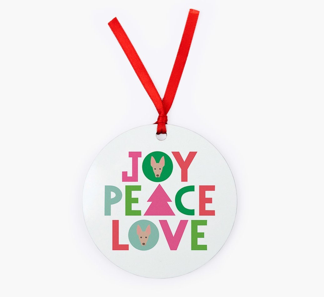 'Joy Peace Love' - {breedFullName} Christmas Decoration