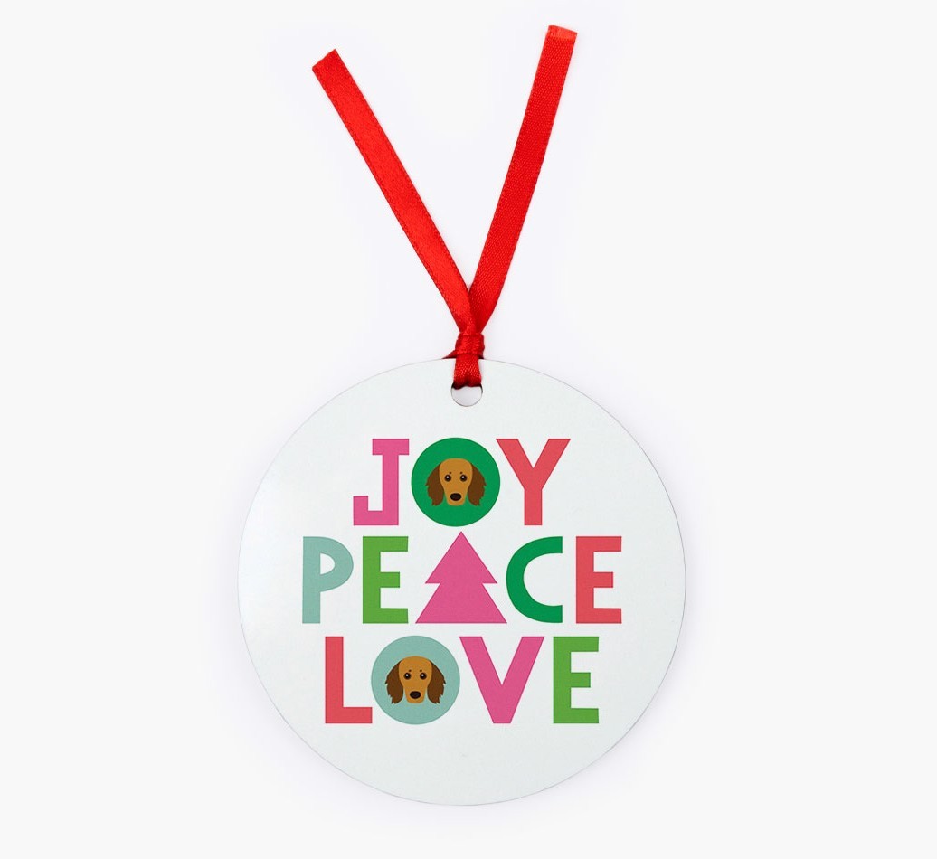 'Joy Peace Love' - {breedFullName} Christmas Decoration