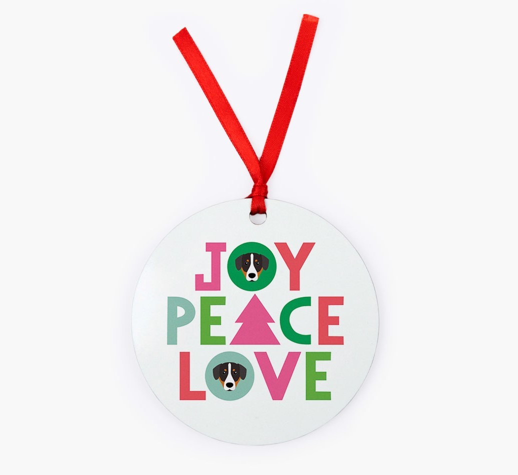'Joy Peace Love' - {breedFullName} Christmas Decoration