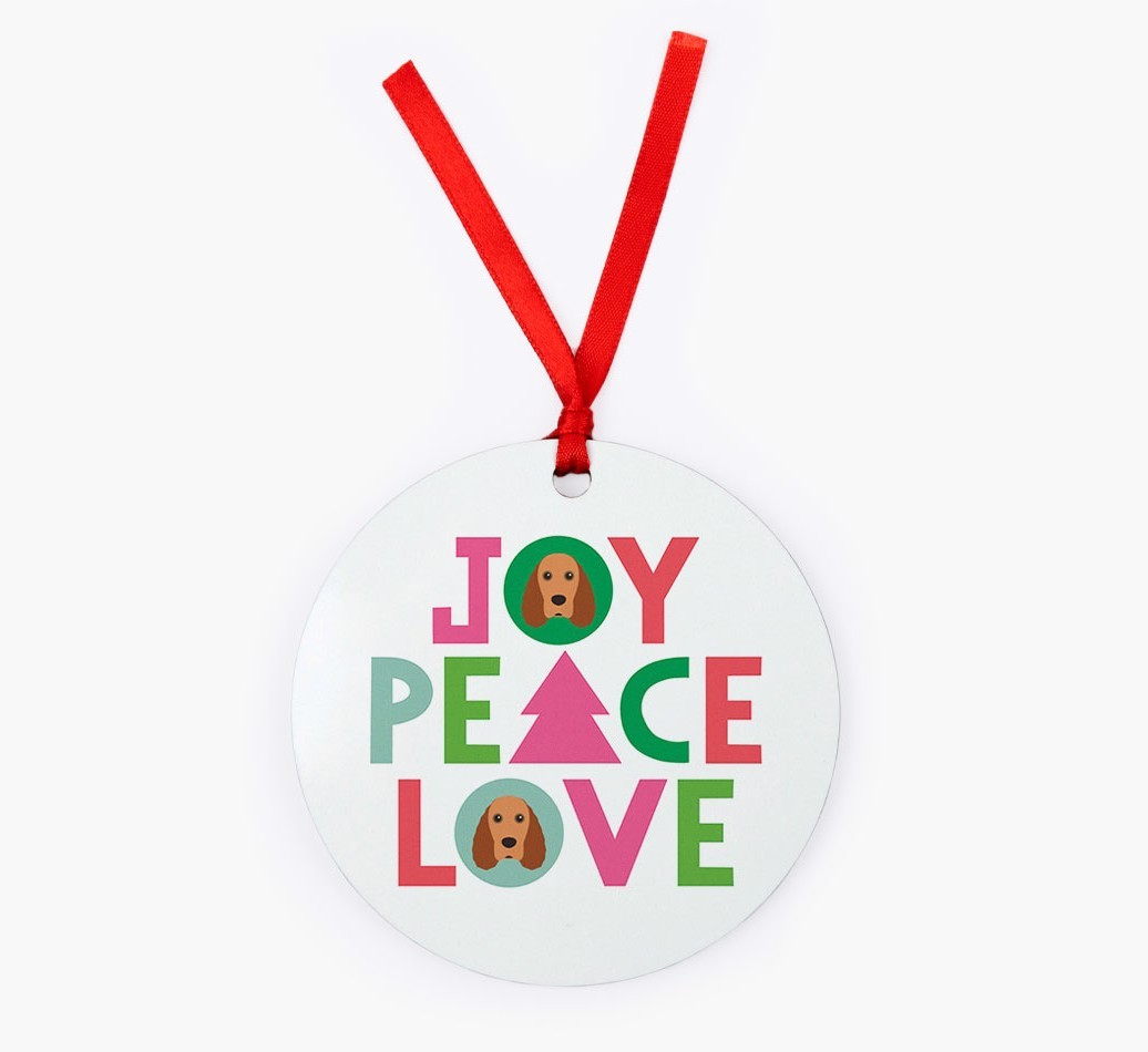 'Joy Peace Love' - {breedFullName} Christmas Decoration
