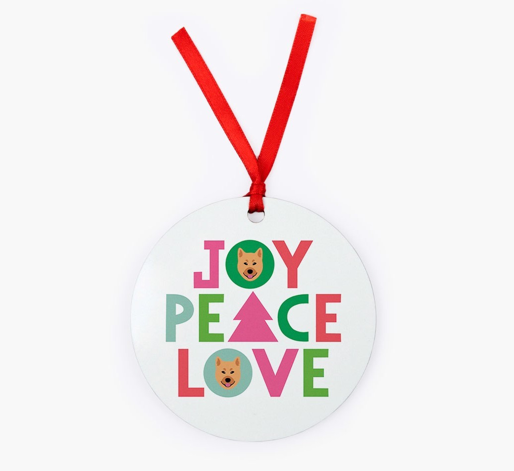 'Joy Peace Love' - {breedFullName} Christmas Decoration