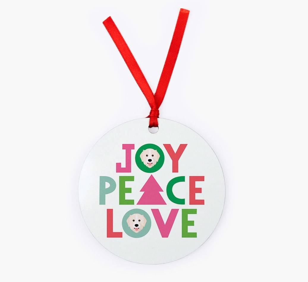 'Joy Peace Love' - {breedFullName} Christmas Decoration