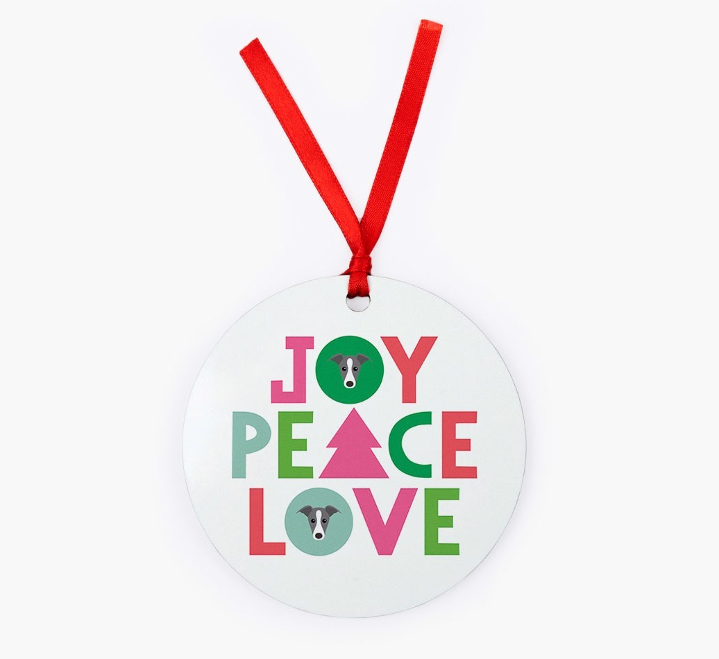 'Joy Peace Love' - {breedFullName} Christmas Decoration