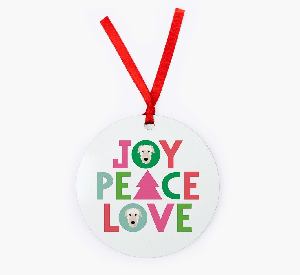 'Joy Peace Love' - {breedFullName} Christmas Decoration
