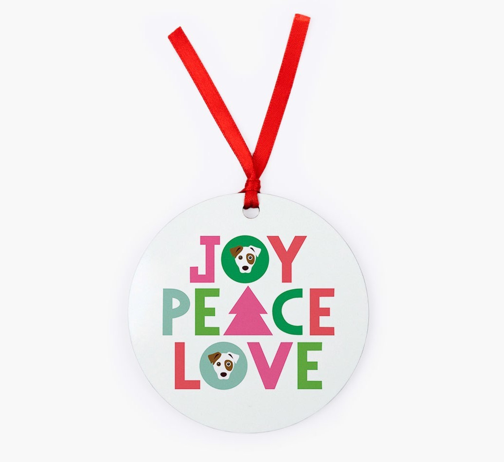 'Joy Peace Love' - {breedFullName} Christmas Decoration