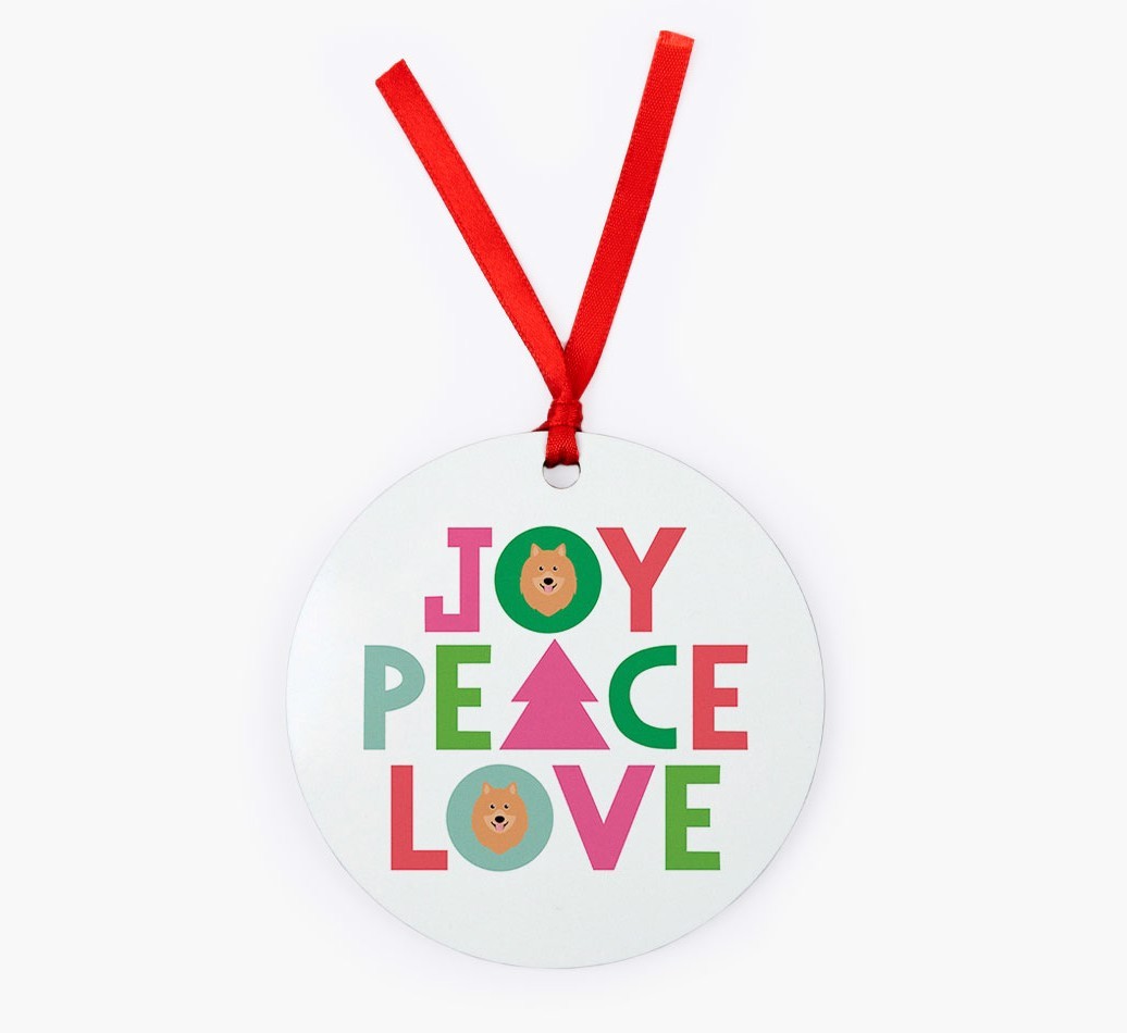 'Joy Peace Love' - {breedFullName} Christmas Decoration