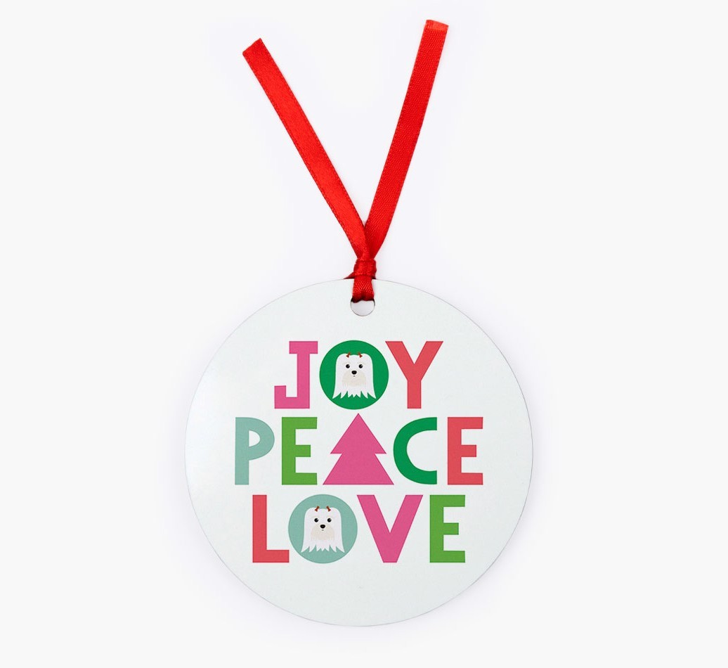 'Joy Peace Love' - {breedFullName} Christmas Decoration
