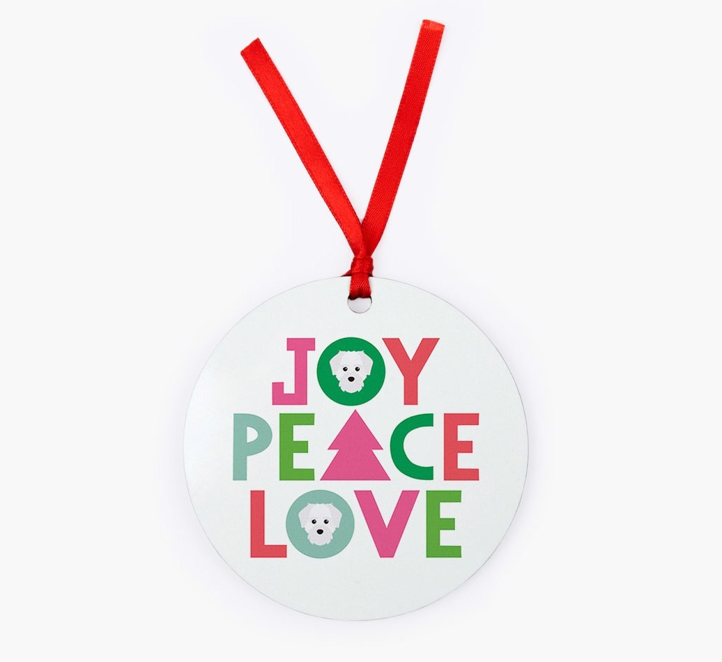 'Joy Peace Love' - {breedFullName} Christmas Decoration