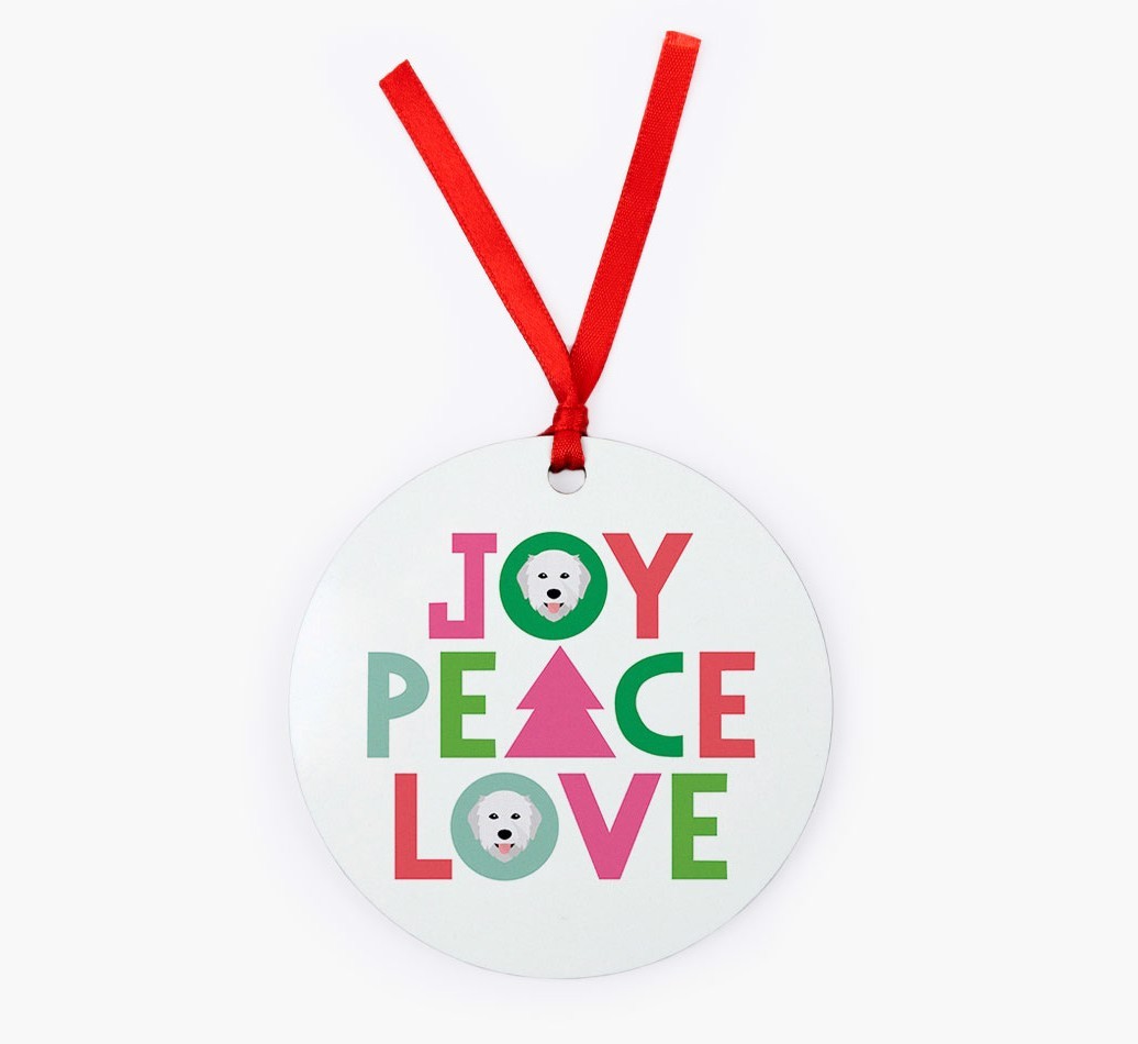'Joy Peace Love' - {breedFullName} Christmas Decoration