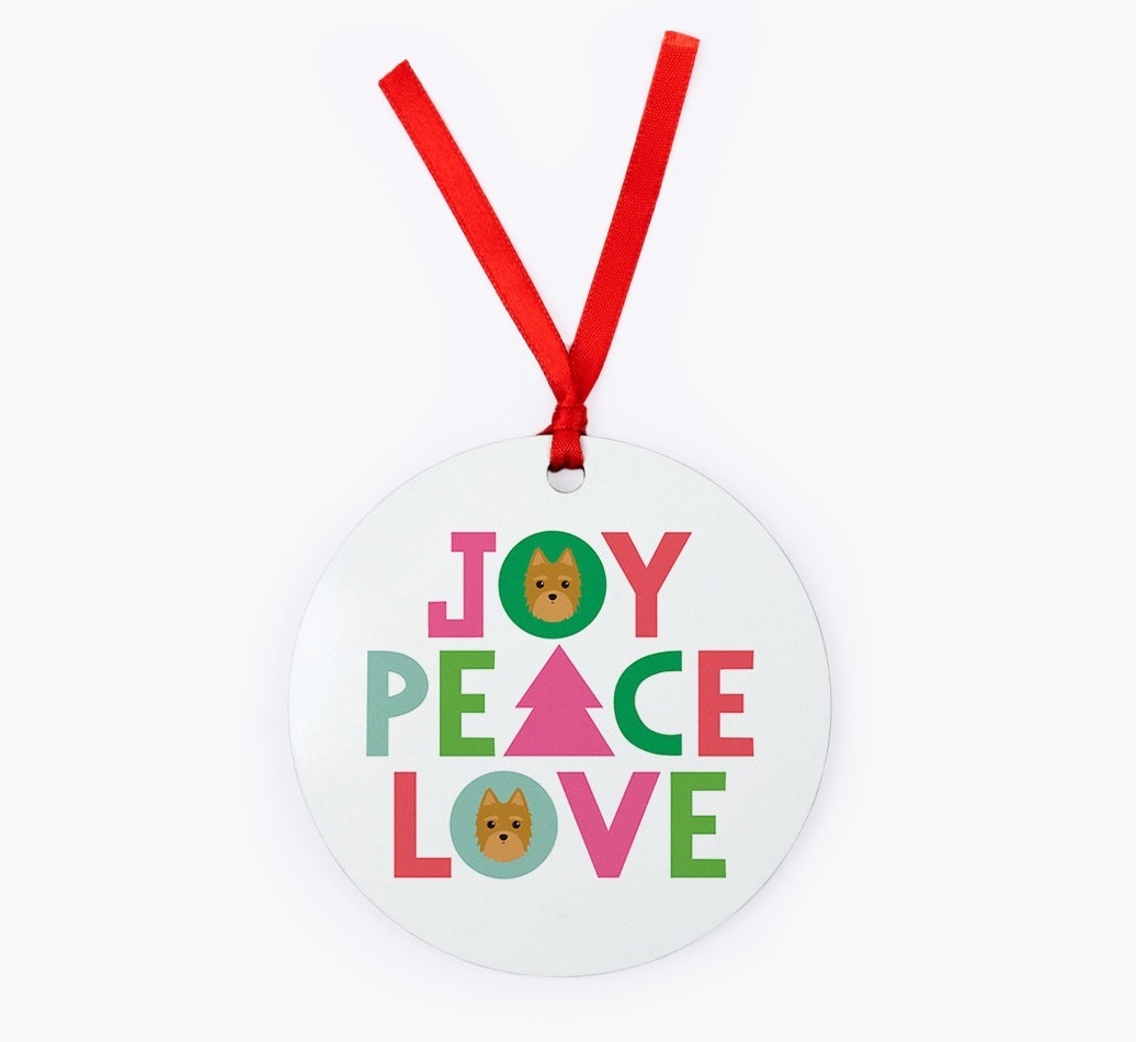 'Joy Peace Love' - {breedFullName} Christmas Decoration