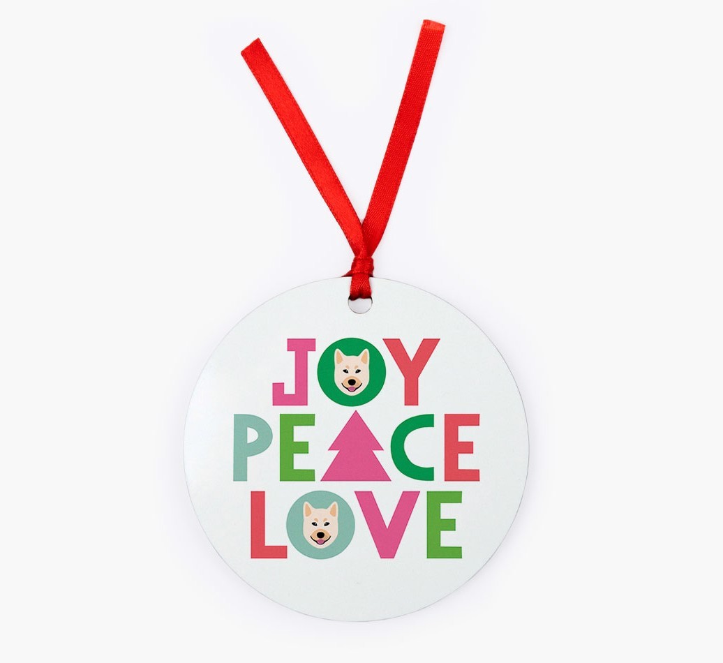 'Joy Peace Love' - {breedFullName} Christmas Decoration