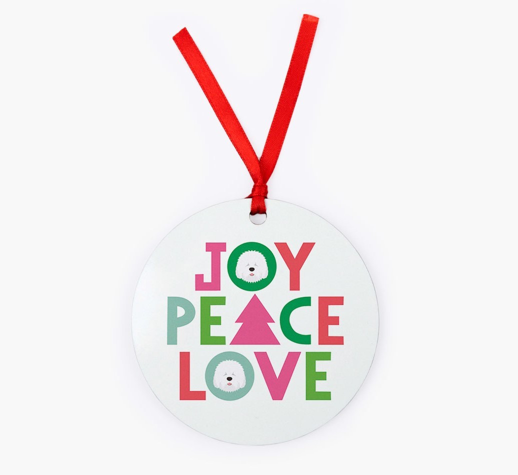 'Joy Peace Love' - {breedFullName} Christmas Decoration