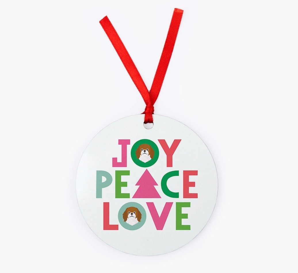 'Joy Peace Love' - {breedFullName} Christmas Decoration